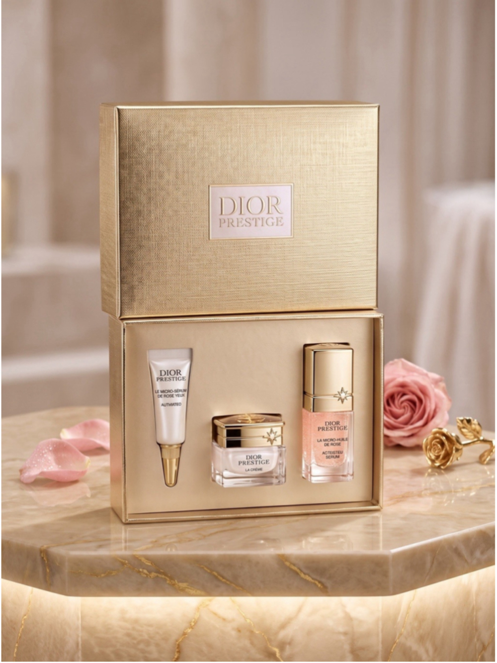 Dior Prestige Luxury Skincare Travel Set New La Crème Rose Serum